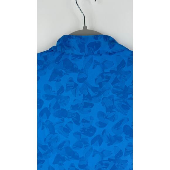 Adidas Prisma Print Golf Polo Shirt Mens Large Pulse Super Blue HK6853 Stretch - Picture 7 of 10